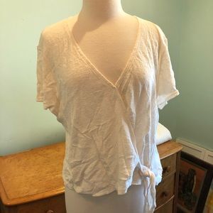 Madewell Texture & Thread Cream Faux Wrap Top Size XL